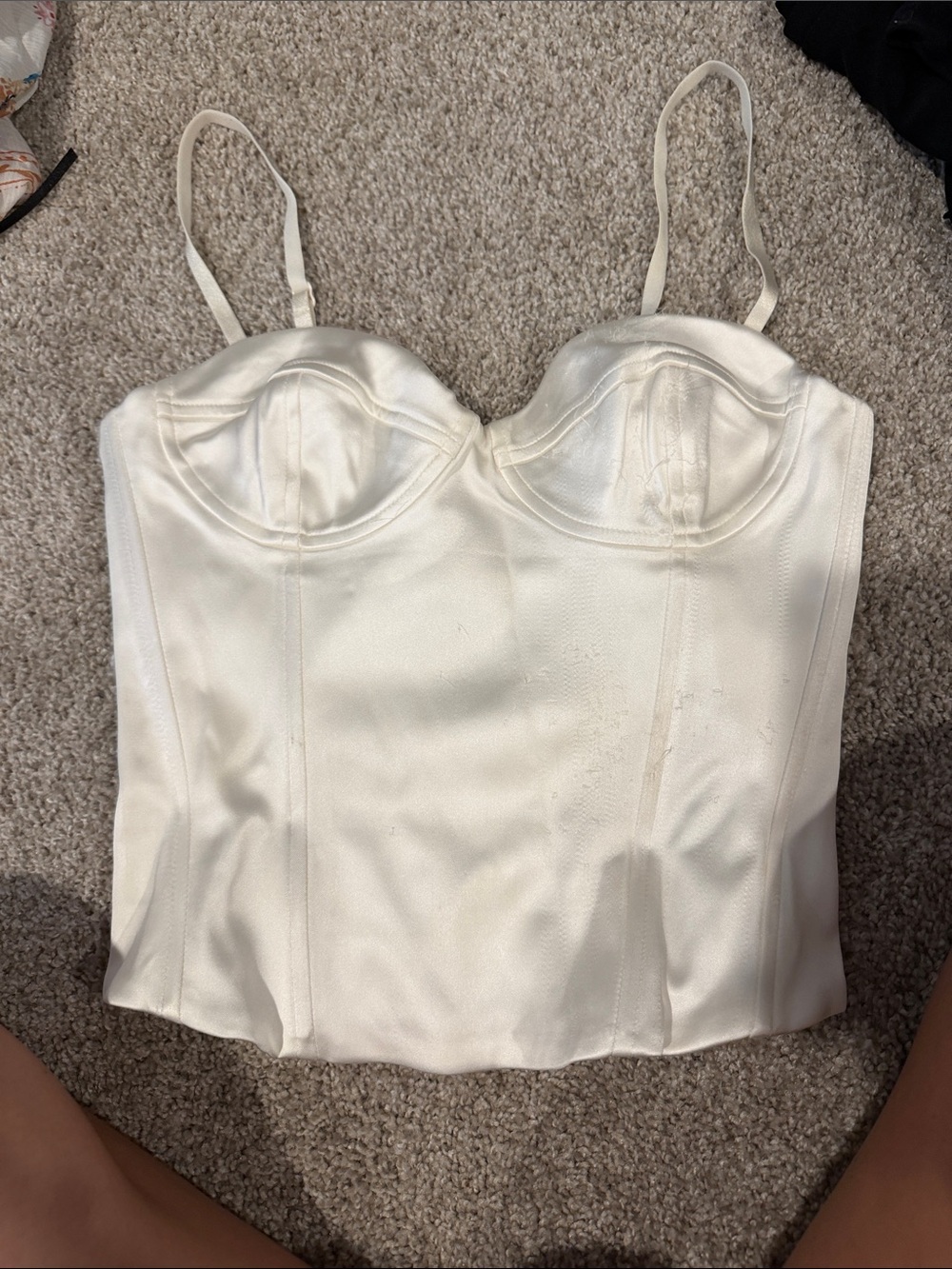 Aritzia White Satin Corset Camisole